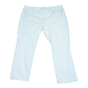 J. Jill White Embroidered Floral Authentic Fit Cropped Jeans Women's 18